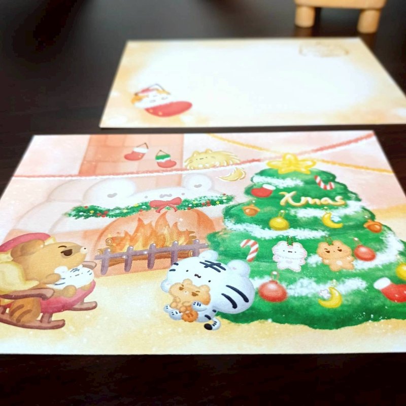 壁爐 - 聖誕明信片 - 系列10 - 卡片/明信片 - 紙 橘色