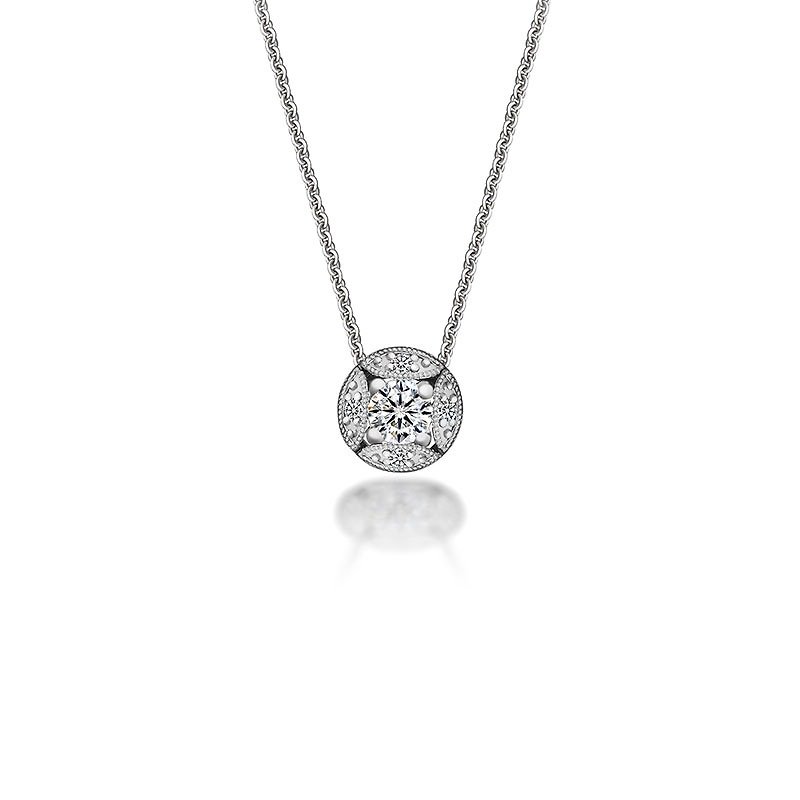 Round Shape Diamond Necklace - สร้อยคอ - เครื่องเพชรพลอย สีเทา