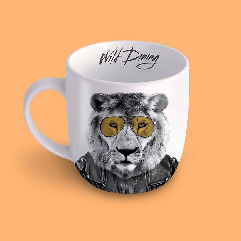 British Mustard Animal Mug-Male Lion - Mugs - Porcelain Multicolor