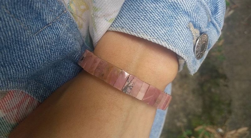 【Lost And Find】Natural  Rhodochrosite bracelet - Bracelets - Gemstone Pink