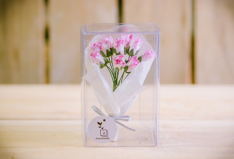 Valentine's Day handmade paper rose bouquet flower ceremony / wedding small things (pink) - ตกแต่งต้นไม้ - กระดาษ สึชมพู