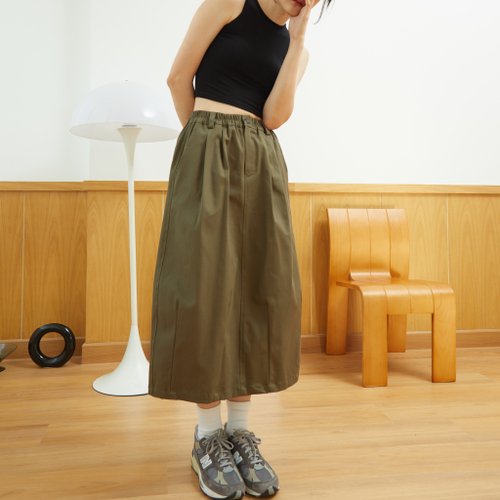 inboxStreetwear Cotton Balloon Skirt - Olive Green