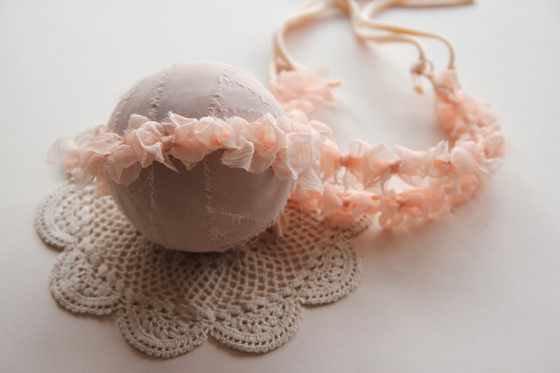 嬰兒頭帶 寶寶頭帶 嬰兒頭飾 頭飾 彌月禮物 彌月頭飾 百日宴頭飾 - 嬰兒帽子/髮帶 - 棉．麻 橘色