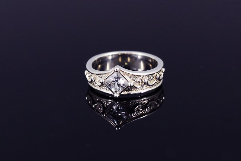 s925 sterling silver ring-square diamond crown - General Rings - Sterling Silver Silver