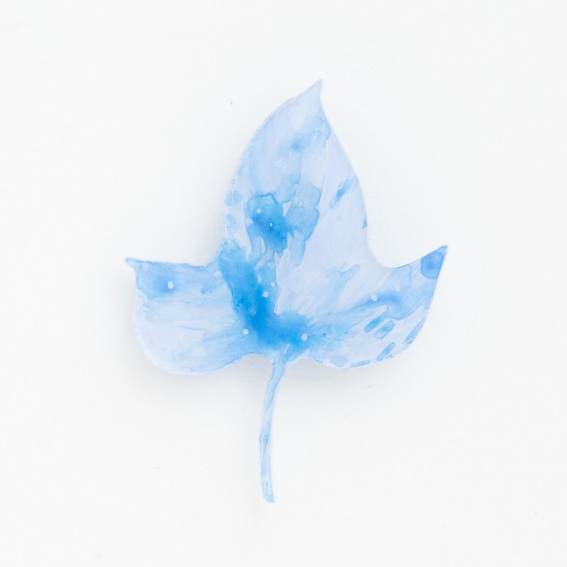 絵のブローチ【葉】 - 胸針 - 壓克力 藍色