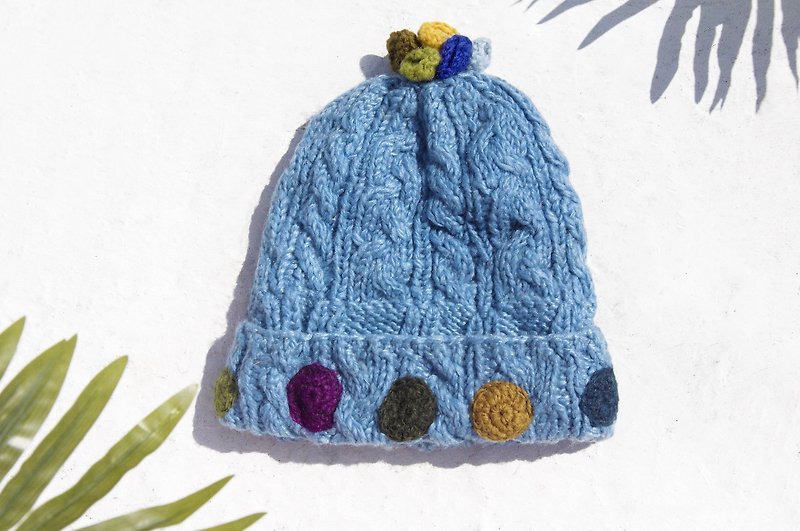 クリスマスプレゼント交換ギフト創造的なギフトの手織りの純粋なウールの帽子/ニット帽/ニットキャップ/内側毛手織りキャップ/ウールキャップ - 北欧の小さなケーキツイストかぎ針編みのキャップ（1つのマニュアルを制限します） - 帽子 - ウール ブルー