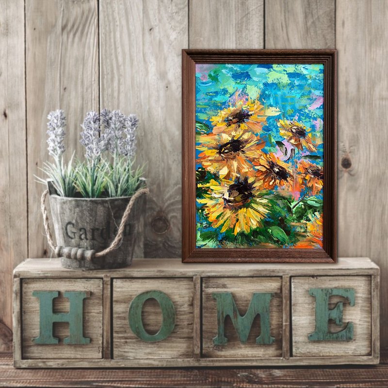 Sunflowers Painting Original Wall art Decor - โปสเตอร์ - วัสดุอื่นๆ 