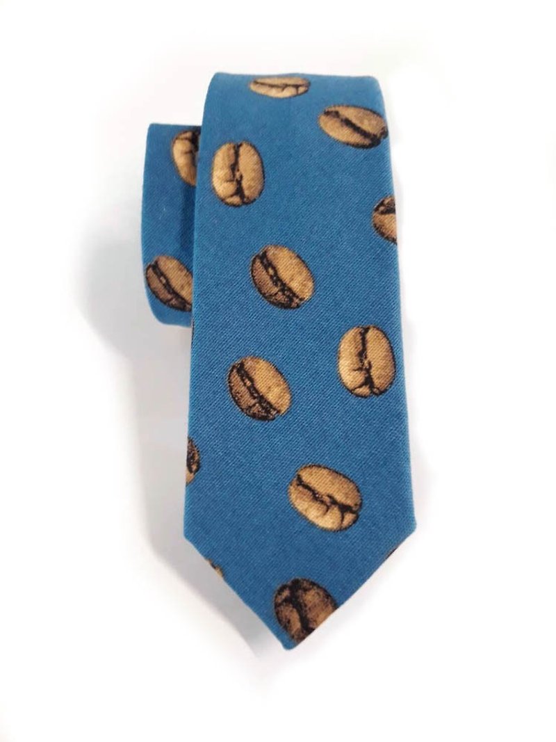 咖啡豆 領帶 Neckties 藍 - 領帶/領帶夾 - 棉．麻 藍色