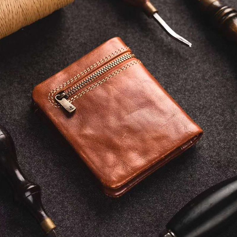 Soft Leather Wallet, Slim Short Clip, Coin Purse Pocket, Credit Card Holder - กระเป๋าสตางค์ - หนังแท้ 