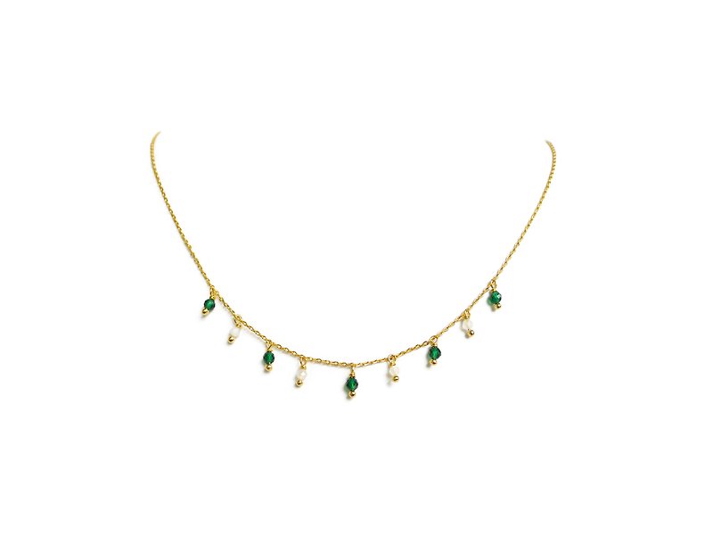 [Ficelle Fei Yarn Light Jewelry] Small Universe Prosperity-Birth-May-Emerald-Necklace - สร้อยคอทรง Collar - เครื่องเพชรพลอย สีเขียว