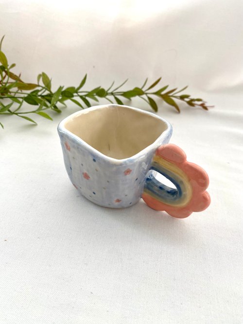 Cute cloud-shaped handmade ceramic mug. - Shop cher's pottery Cups - Pinkoi