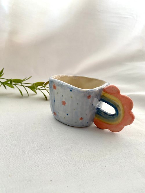 Cute cloud-shaped handmade ceramic mug. - Shop cher's pottery Cups - Pinkoi