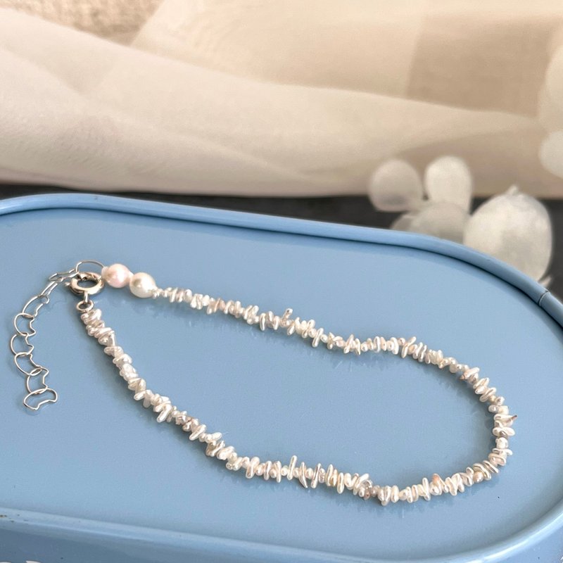 Super rare Akoya Keshi pearl & Akoya baby pearl simple bracelet - สร้อยข้อมือ - ไข่มุก 