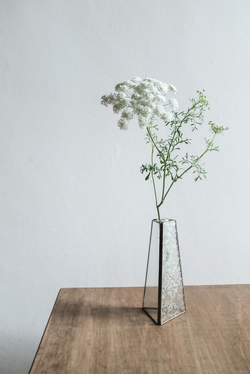 ガラス 花瓶・植木鉢 透明 - ベゴニア柄のフラワーベース