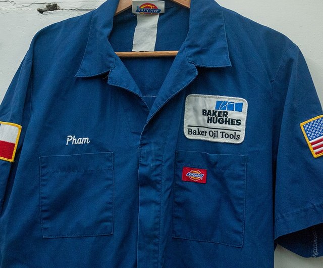 DICKIESブルーエレクトリック刺繍布パッチ ジャンプスーツ