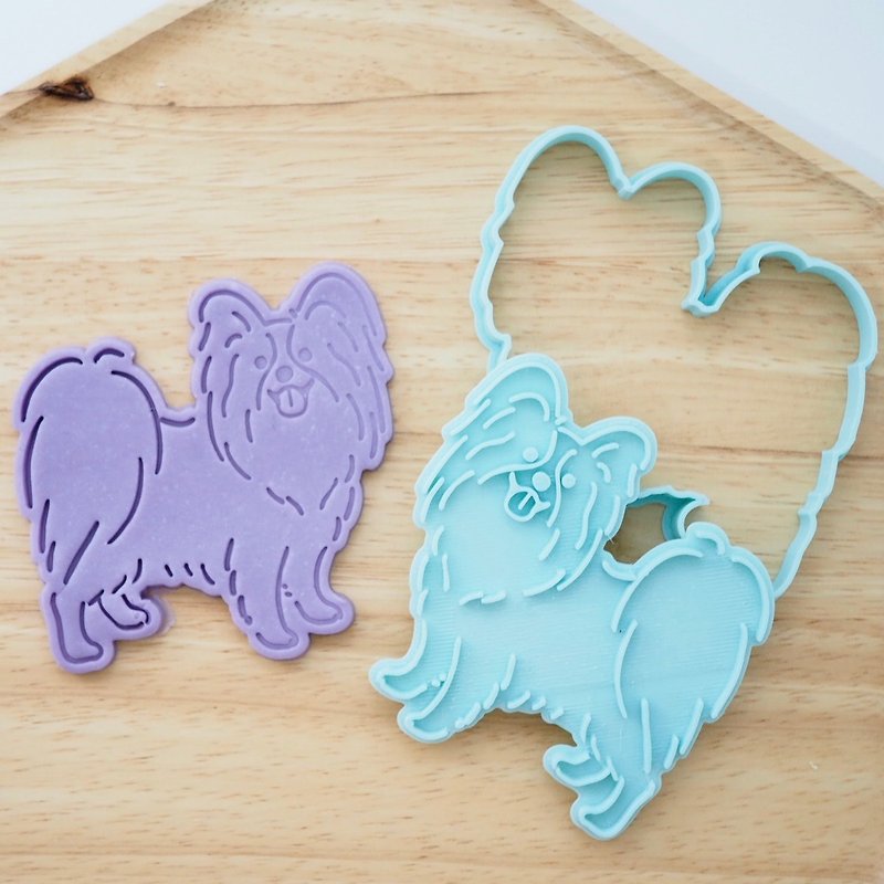 Papillon dog cookie cutter & stamp　whole body　Made by 3d printer - Cookware - Plastic Pink