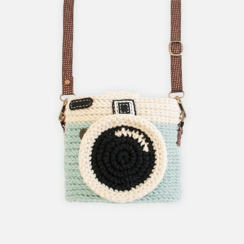Fuji Instax Crochet Case - LOMO MINT | for Mini 25 / 50s / 8 / 90 / 70 / 26 / 9 - 菲林/即影即有相機 - 棉．麻 藍色