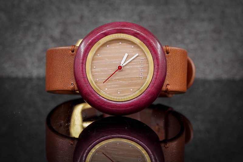 【Idodan】Log Watch-Noble Purple Heart Wood (Coffee Belt) - นาฬิกาผู้หญิง - ไม้ สีม่วง