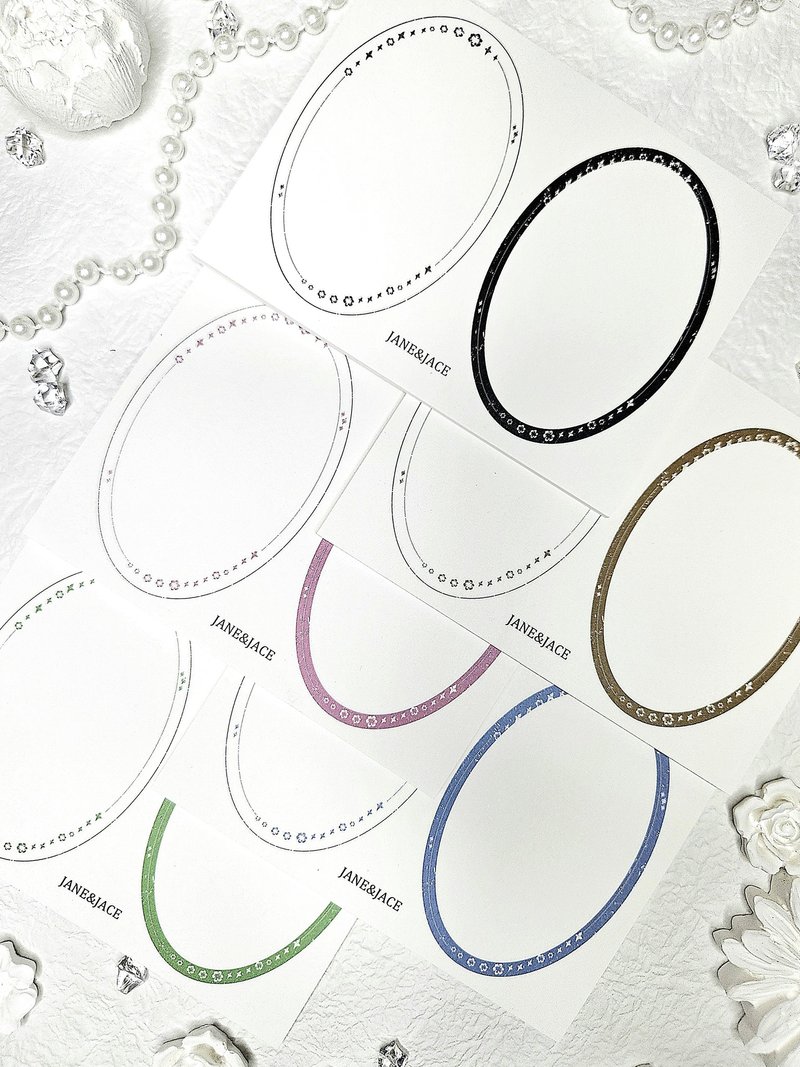 Stamp Oval Frame Paper - 貼紙 - 紙 