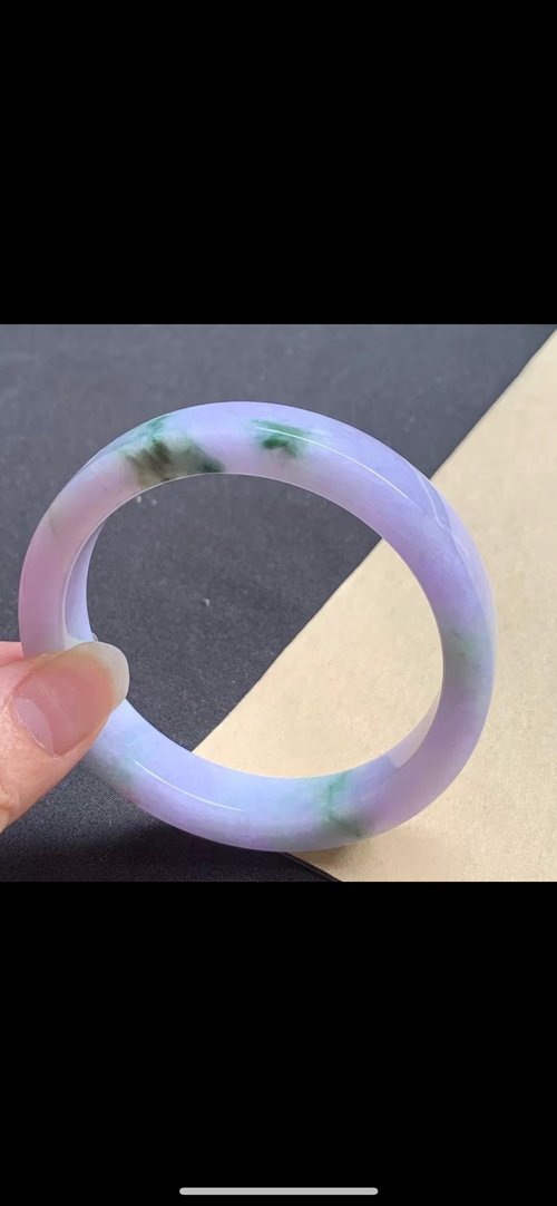 Good Morning Studio 冰種翡翠天然翡翠玉鐲 A玉手鐲玉鈪 • 糯冰種紫羅蘭飄花翡翠方鐲
