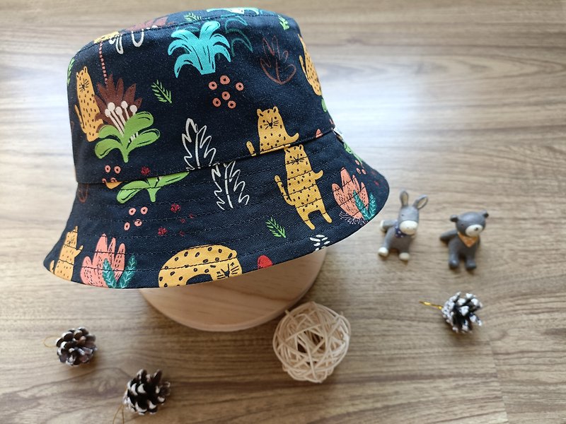 [Fisherman Hat] Warm Leopard Stars | Double-sided handmade children's sun hat parent-child hat children's hat - Baby Hats & Headbands - Cotton & Hemp 