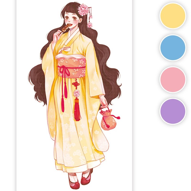 Kimono (4colors) 27 (honne market) person sticker girl sticker blackraccoon - 貼紙 - 紙 