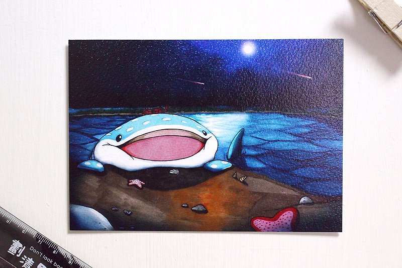 Tofu shark dot spot whale shark postcard story picture-dot dot and starry sky - การ์ด/โปสการ์ด - กระดาษ 