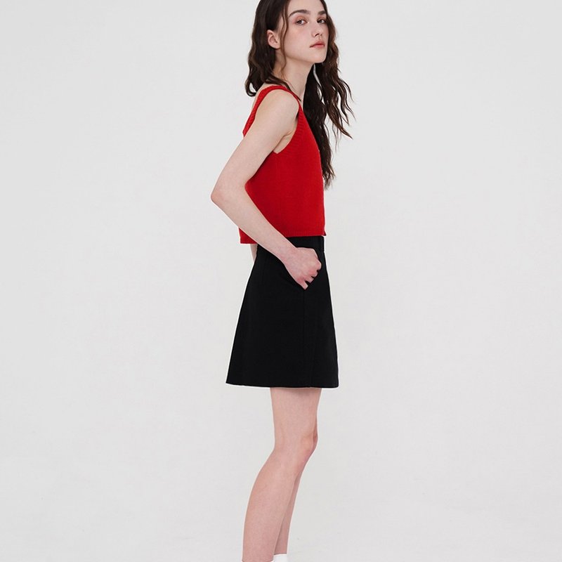 Korea sisterhood, Belted A-line Skirt - Black - 裙子/長裙 - 棉．麻 黑色