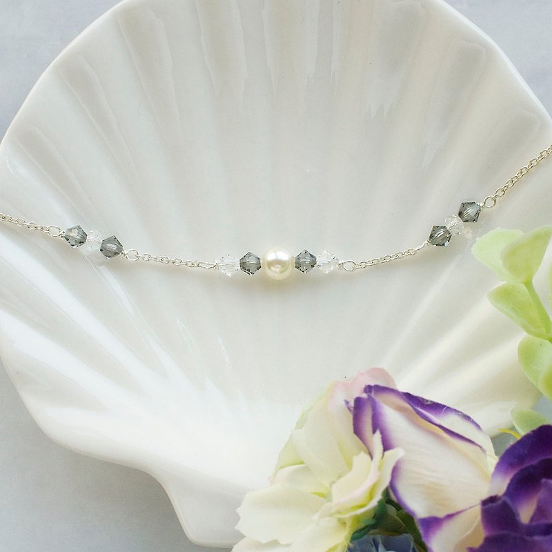 Austrian Crystal Pearl Bracelet   Gift Order - Bracelets - Gemstone Gray