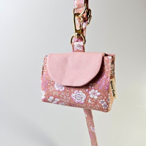Bonne Etoile Rose Flower | Patterned Fabric Dog Poop Bag Holder Pouch