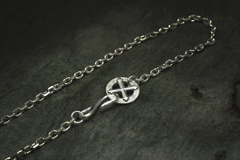925 sterling silver Taijiao chain x cross medicine wheel chain set 50cm - Necklaces - Sterling Silver Silver