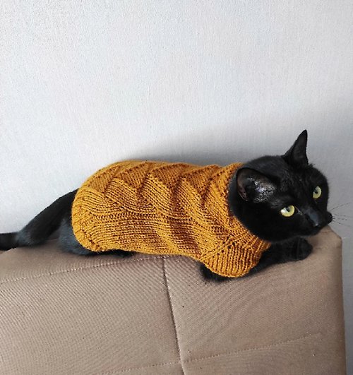 StylishCatDesign Cat sweater Cat jumper Hand knit pet clothing cat outfits jumpers for cats