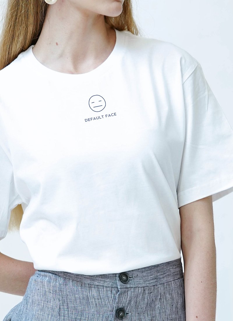 Default Face cotton T-shirt - T 恤 - 棉．麻 黑色