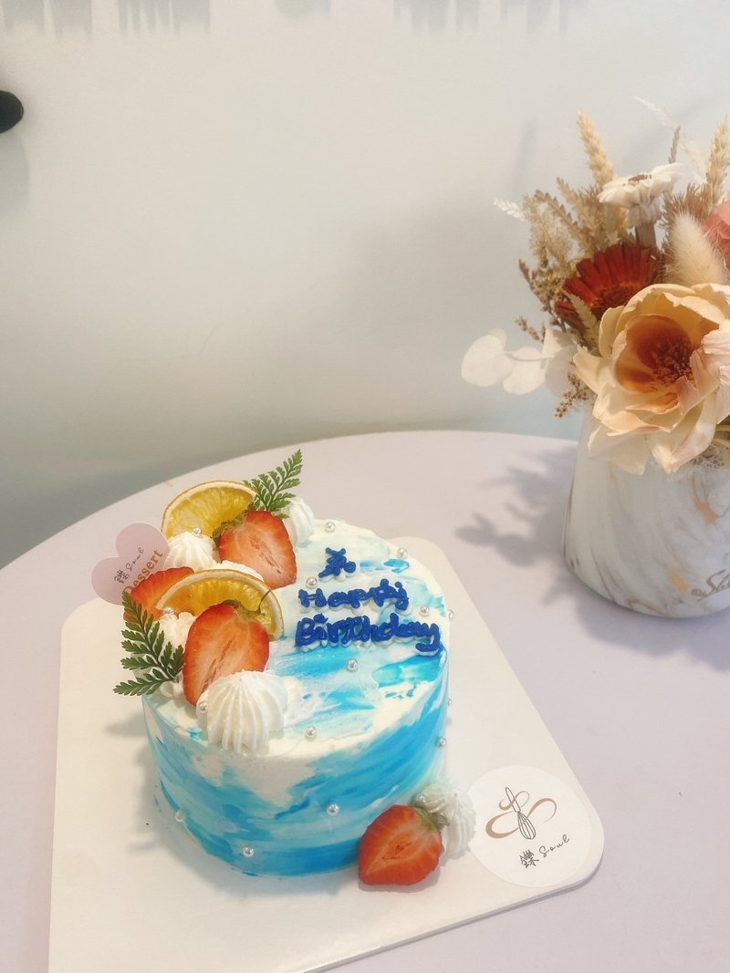 限自取 水果布丁蛋糕 藍漸層  客製化蛋糕 生日蛋糕 鑠咖啡 - 蛋糕/甜點 - 其他材質 