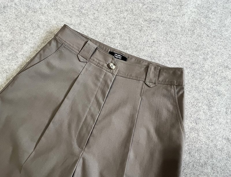 High Waist Wide Fit Cocoa Pants - กางเกงขายาว - ผ้าฝ้าย/ผ้าลินิน สีกากี