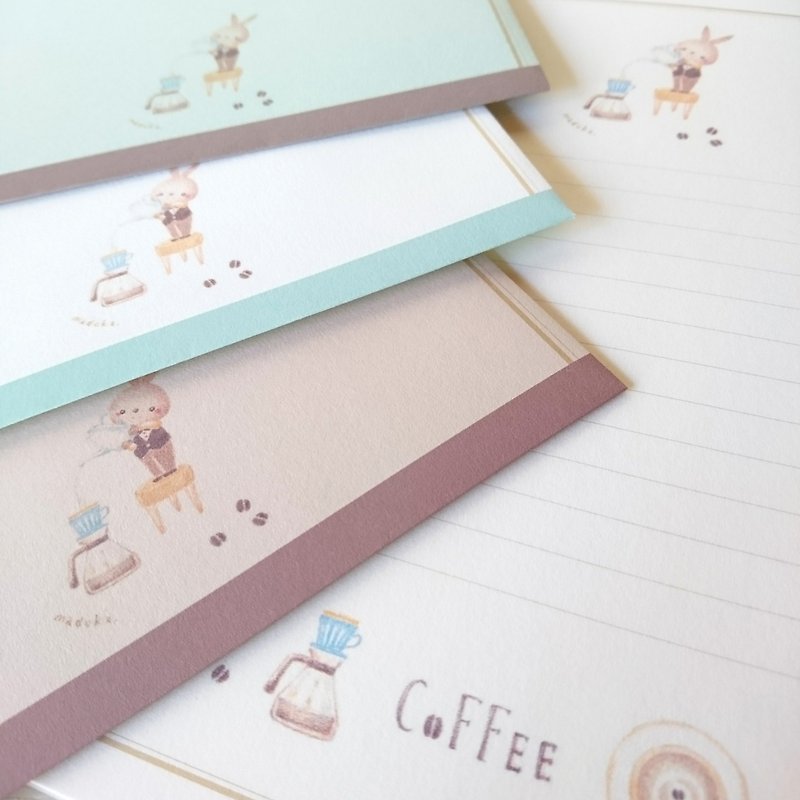 Rabbit Coffee Letter Set - ซองจดหมาย - กระดาษ สีนำ้ตาล