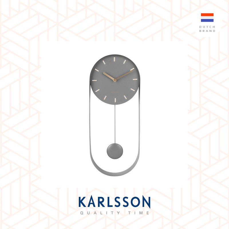 荷蘭Karlsson 50cm Wall clock Pendulum Charm steel grey搖擺鐘 - 時鐘/鬧鐘 - 其他金屬 灰色