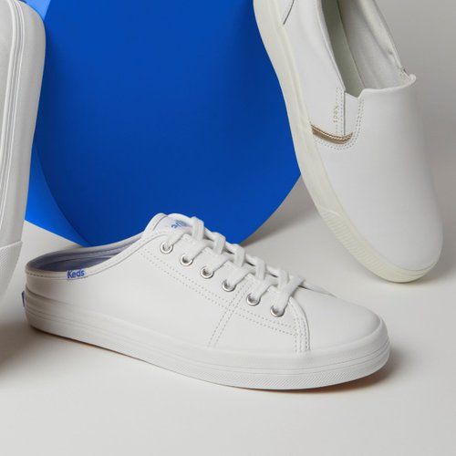 Keds KEDS KICKSTART 時尚皮革綁帶穆勤小白鞋9203W123134