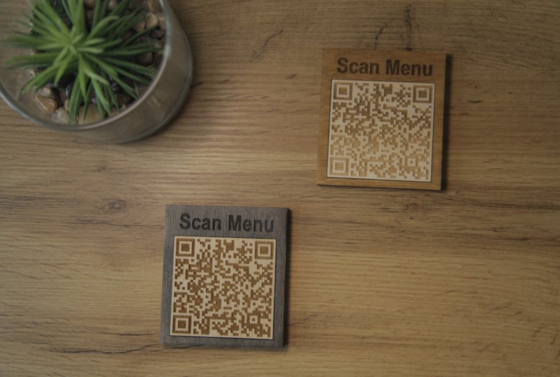 QR code menu, QR code menu sign, Wooden qr cod sign - 其他 - 木頭 
