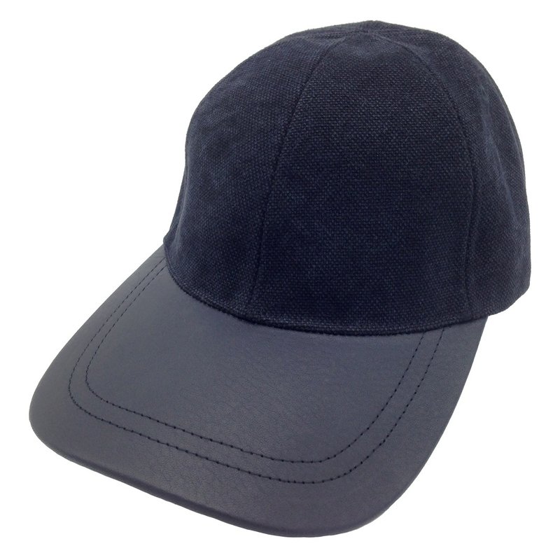 Canvas Stonewash Baseball Cap, Genuine leather brim, Color Black - Hats & Caps - Cotton & Hemp Black