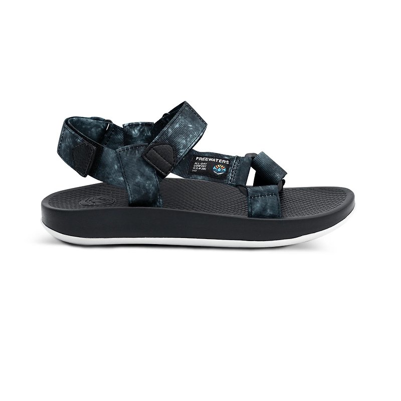 Freewaters Cloud9 Sport 寬版織帶涼鞋 女鞋 紮染黑 - 涼鞋 - 矽膠 黑色