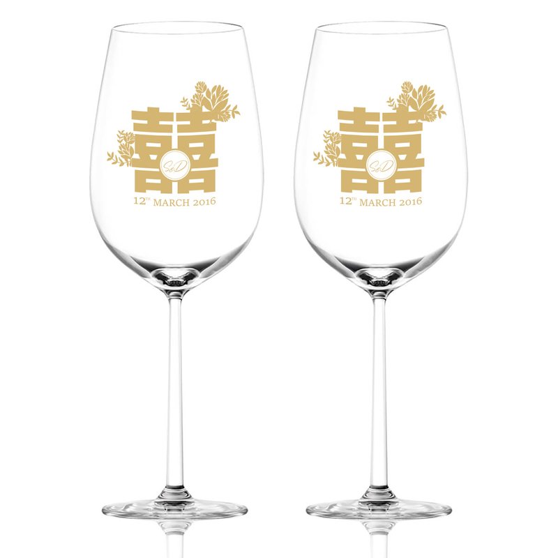 文字雕刻|訂製雕刻紅酒對杯 復古文字雕刻新婚禮物客製化禮物 - 酒杯/酒器 - 玻璃 