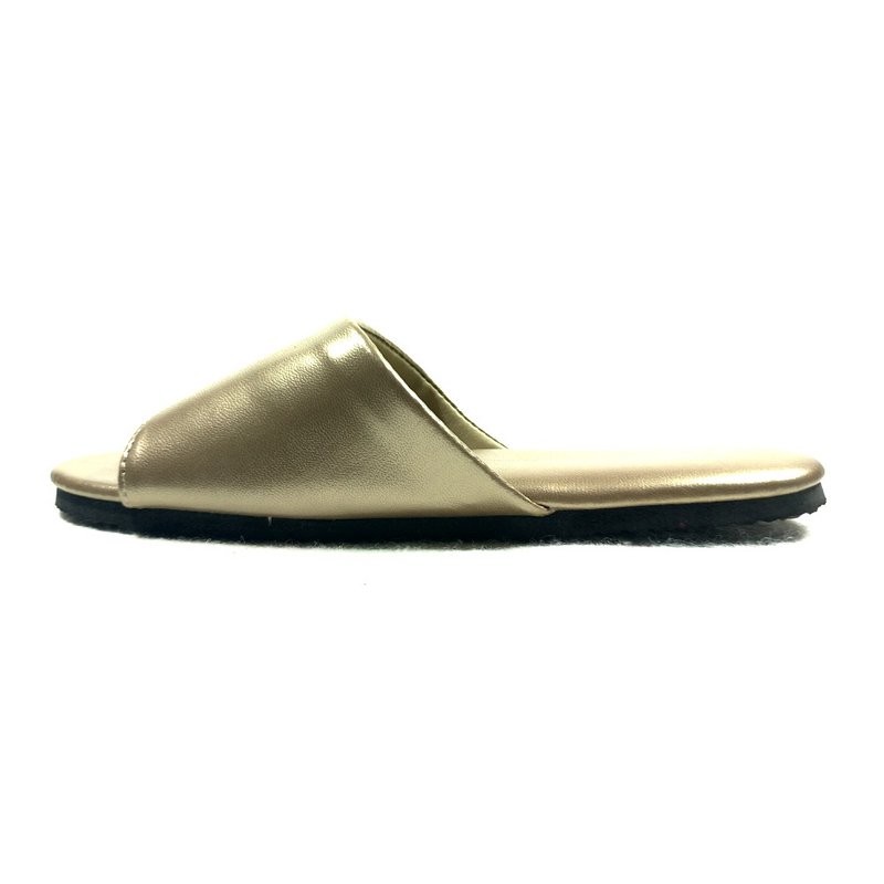 Fast shipping|Super stress-relieving indoor office slippers, waterproof, dirt-resistant, good finishing, durable, custom-made light gold - รองเท้าแตะในบ้าน - หนังเทียม สีทอง