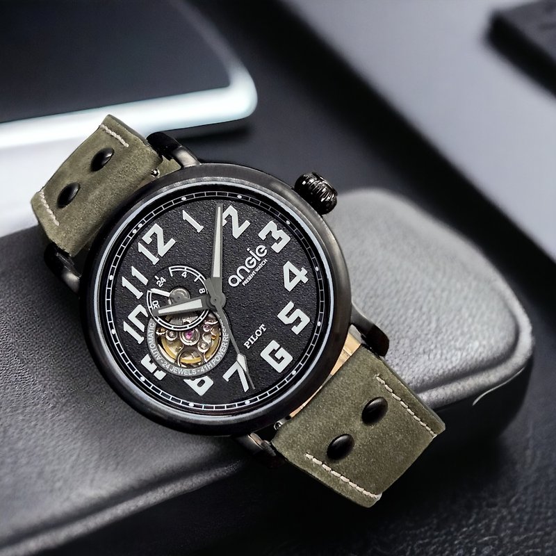 フライトシリーズ 1.0 ベルトモデル オリーブグリーン - 腕時計 ユニセックス - ステンレススチール 