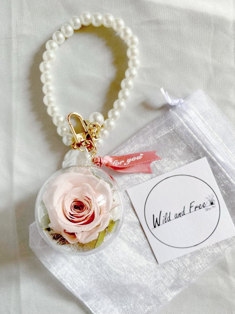 [Flawless Love] Eternal Rose Bobo Ball Pearl Chain Keychain - Optional Colors for Valentine's Day - ช่อดอกไม้แห้ง - วัสดุอื่นๆ สึชมพู