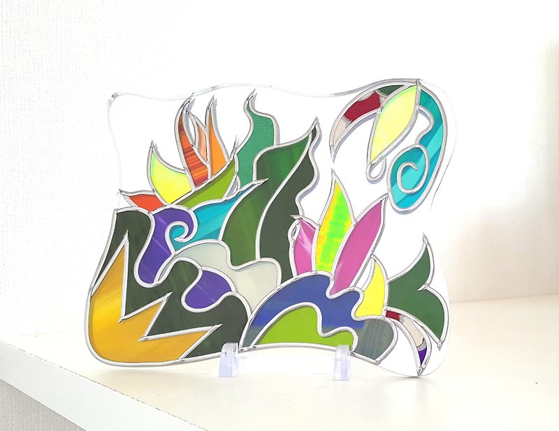 Glass Art Interior mirror Transformation Medium size - Items for Display - Acrylic Multicolor