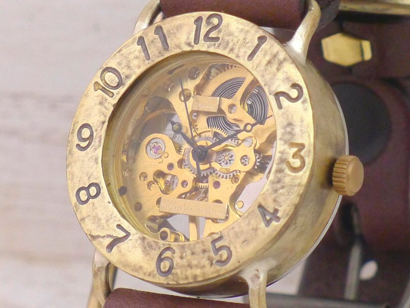 BHW048 手巻き35mm Brass(真鍮)モデル 手作り腕時計 (BHW048) - 男錶/中性錶 - 銅/黃銅 金色