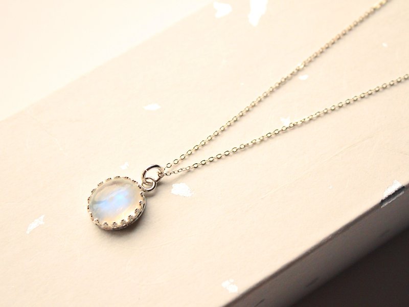 Journal Glare / Whisker Natural Moonstone, Sterling Silver Necklace - Necklaces - Gemstone 