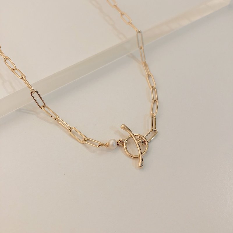 日常 珍珠項鍊 14K包金 女生禮物 情人節禮物 客製化禮物 - 項鍊 - 珍珠 金色