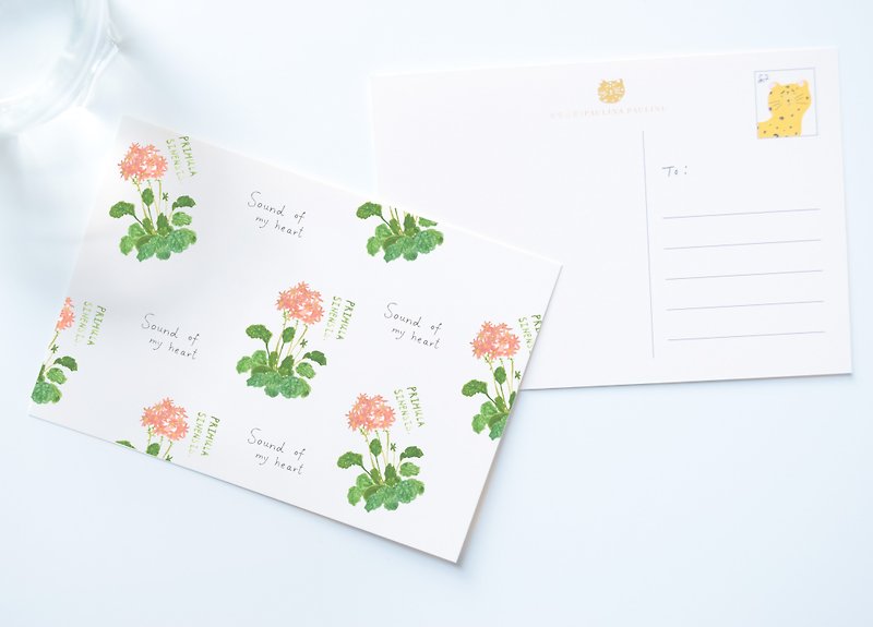 ガーデンシリーズ - ピンクプリムローズポストカード/ 3取得1 - カード・はがき - 紙 多色